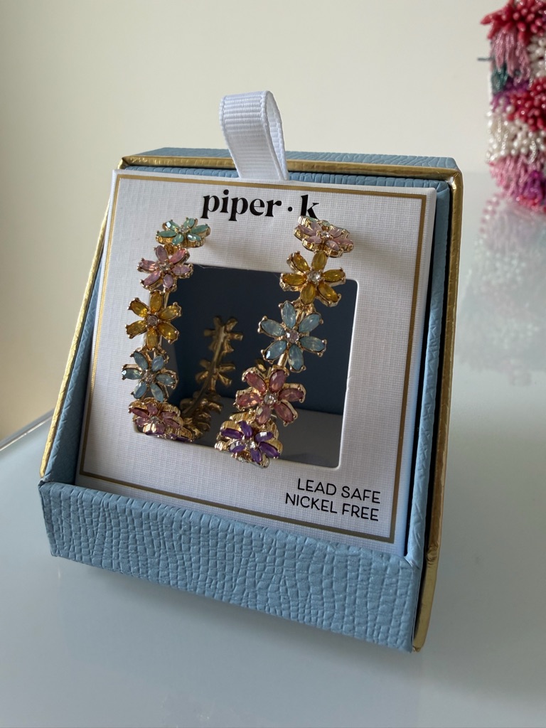 Viral Piper K Floral Multicolor Crystal Hoop Earrings